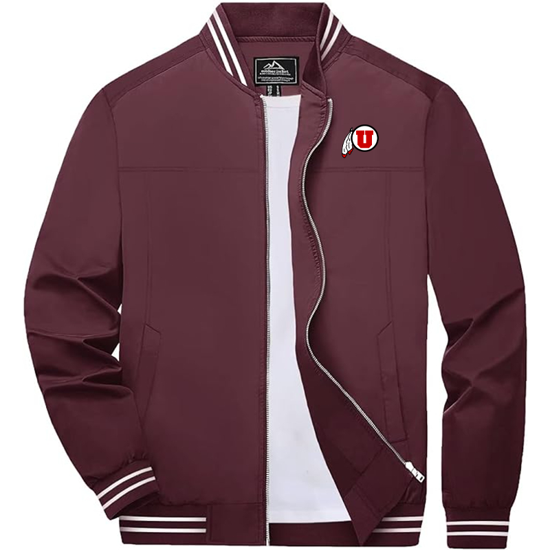 Men's Utah Utes Zip-Up Bomber Jacket Ribbed Collar and Cuffs Outerwear